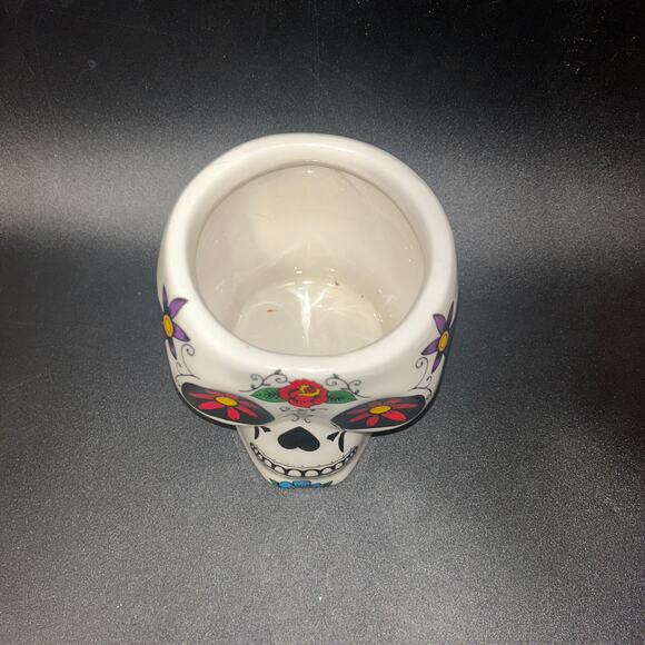 White Multicolored Sugar Skull Day of the Dead Jar - Picture 2 of 5